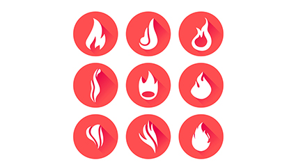 9 circular flame icon vector material