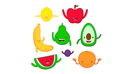 8 vector material cute cartoon fruit design