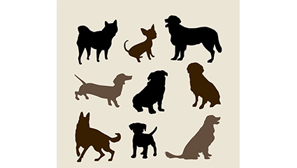 9 dog silhouettes vector material