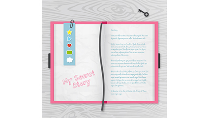 Open pink diary vector material