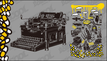 hand-drawn elements of the trend vector material