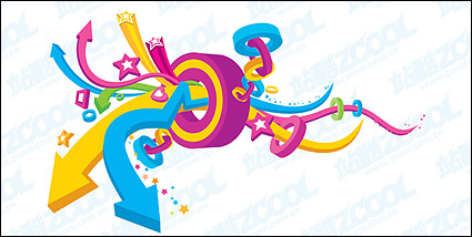 Round three-dimensional vector arrow star material