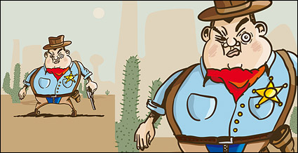 Western cartoon cowboy vector material