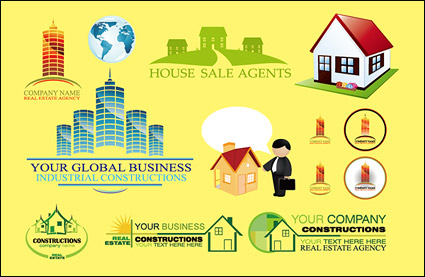 House real estate logo template vector material