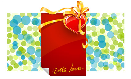 Ribbon and three-dimensional heart-shaped vector material fantasy background