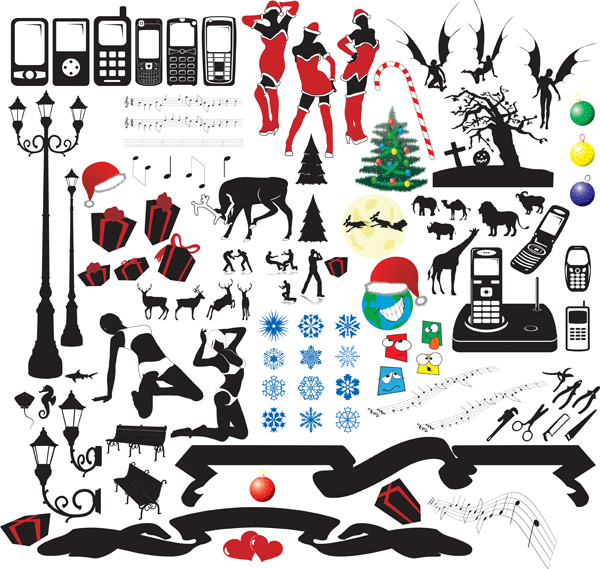 ipod, wizard, pumpkins, music, lights, animals, scissors, saws, pliers vector 