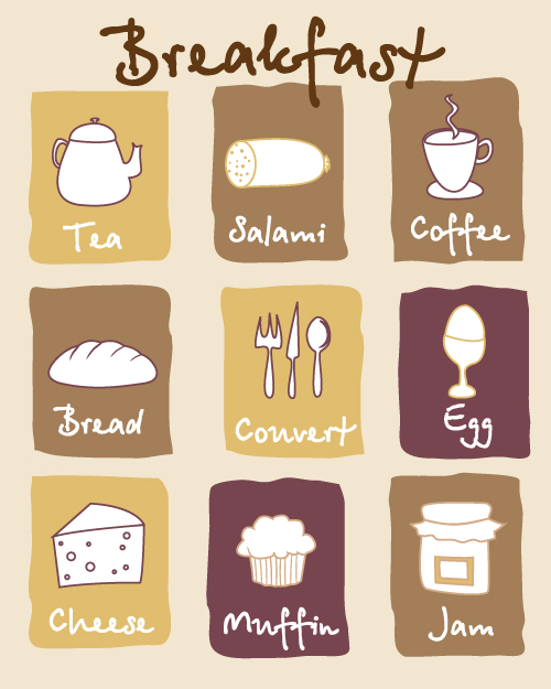 Lovely breakfast icon - vector material
