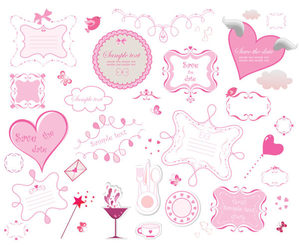 Pink romantic elements - vector material