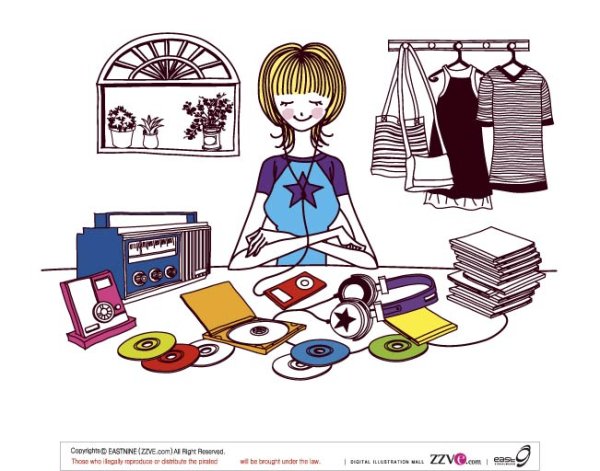 Simple drawing female vector 4