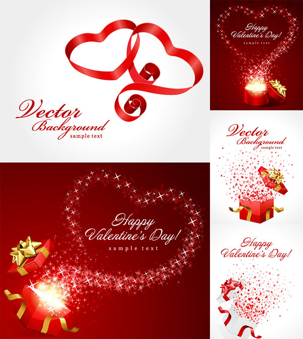 Valentine's Day ribbon and gift Vector
