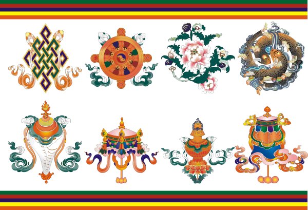 The auspicious Eight of Tibet - vector material