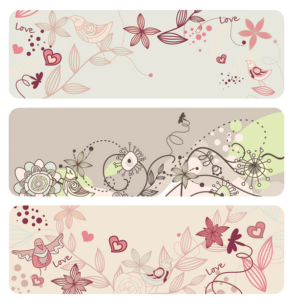 Fashion lovely bird flowers vector material -2