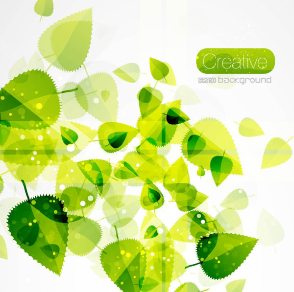 Spring green leaves 03-- vector material