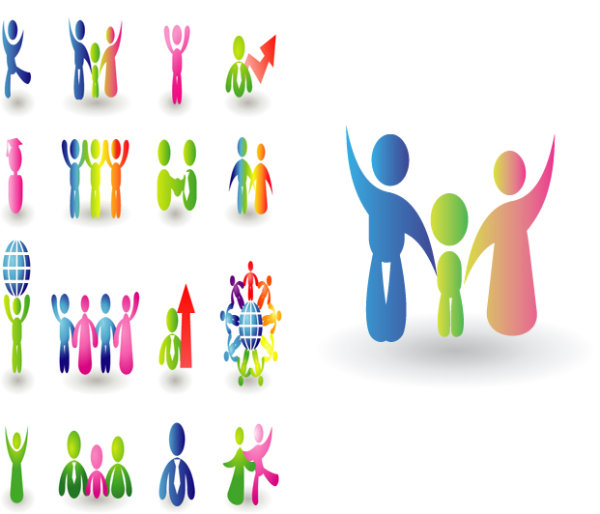 Colorful three-dimensional dynamic humanoid icon vector material -1