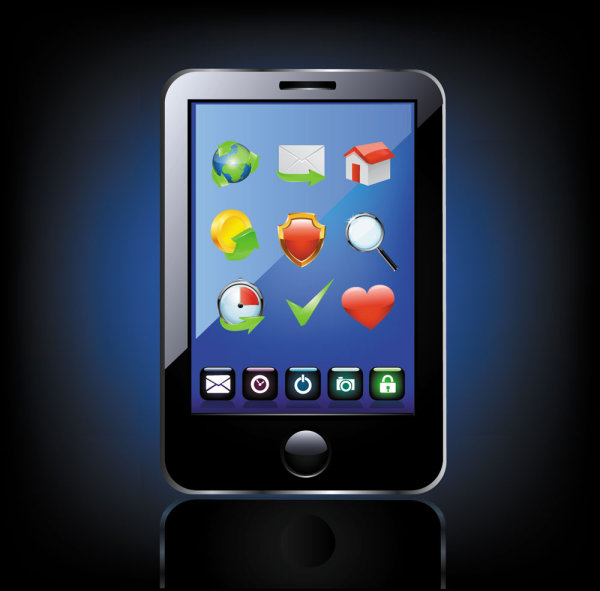 Blue technology products icon 02-- vector material