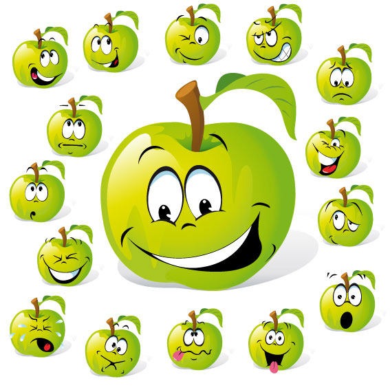 Cartoon fruit expression 01 - Vector
