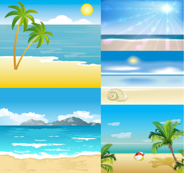 Cartoon seaside scenery - vector