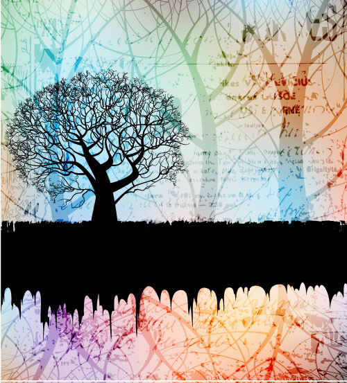 Tree silhouette background 01 - vector