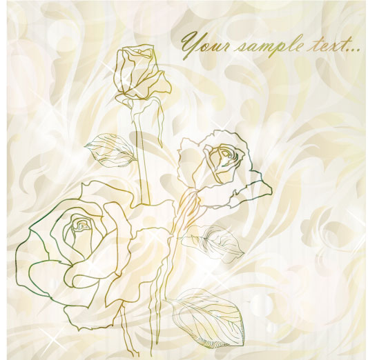 Elegant rose pattern background 02 - vector