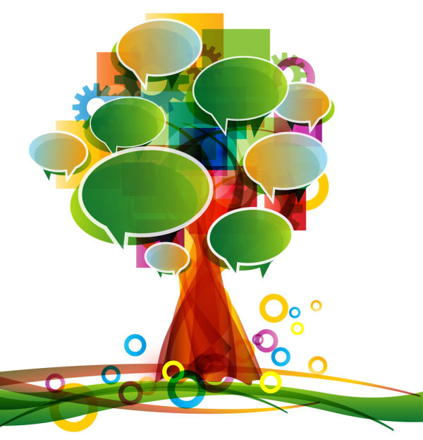 Dialog box made ​​of large trees 01 - vector material