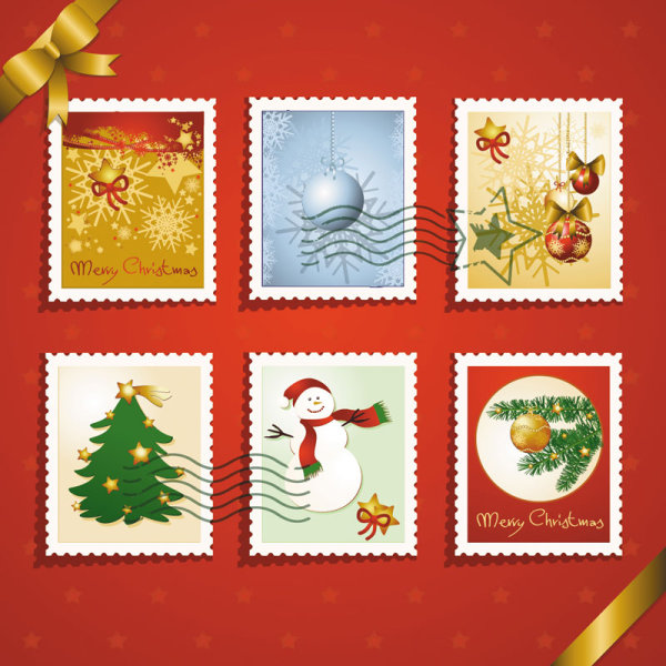 Christmas stamps of elements 03 - vector material