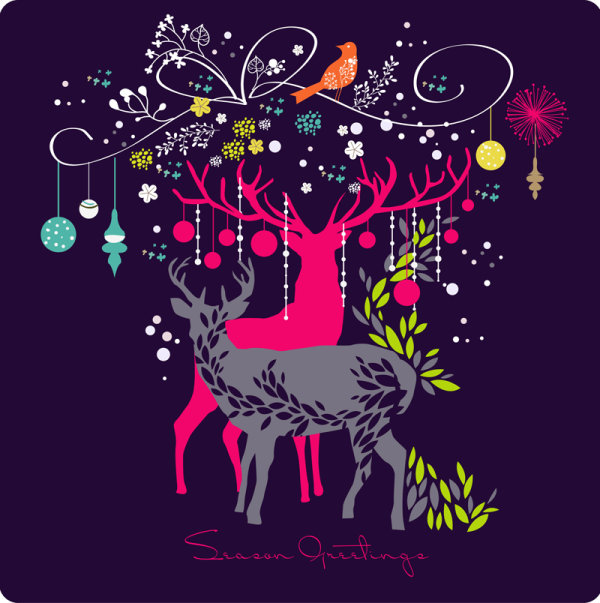 Cartoons elk elements 05 - vector material