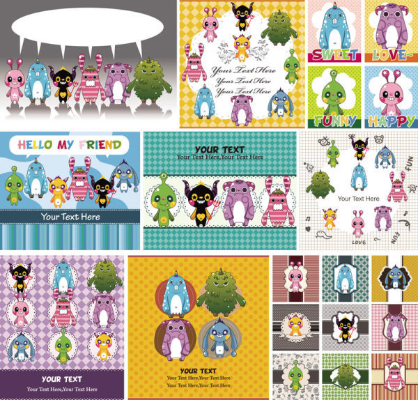 Cartoon illustrator of children 02 - vector material