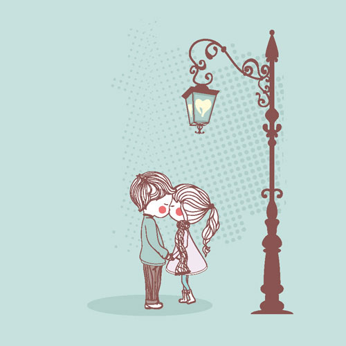 The cute couple Illustrator 01 - vector material