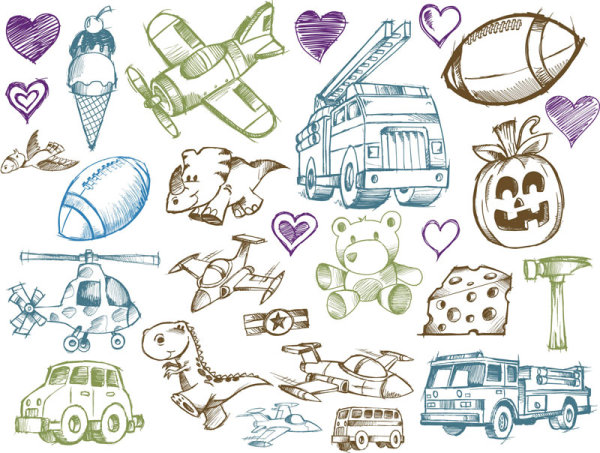 Line art cartoon toys - vector material