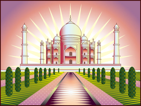Cartoon landmark 04 - vector material