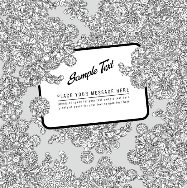 Line art floral card cover - vector material