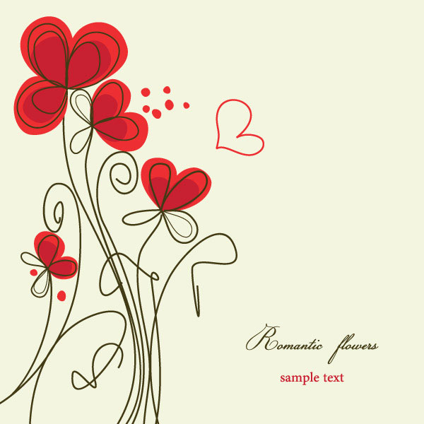 Stylish hand-painted flowers Vector -3