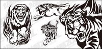 Tiger lion flame totem vector material