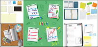Variety of stationery material vector