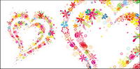 Lovely flowers, heart-shaped vector material