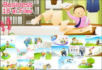 Business cartoon 18 element vector material