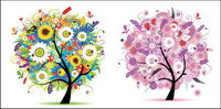 Seasons tree vector material		