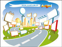 Cute Cartoon urban scene Vector