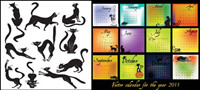 Black cat theme of the 2011 calendar vector material