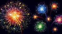 Colorful fireworks material 01 - Vector