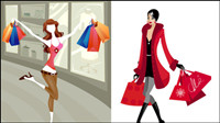 Shopping fashion figures vector material
