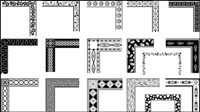 Black and white pattern border corner 03 - vector