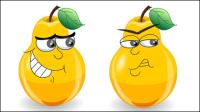 The cute cartoon pears expression - vector material