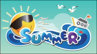 Cartoon Summer Picture 01 - vector material