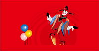 Balloons and clown vector material