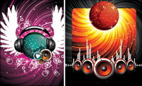 Headphones, speakers, Star, a crystal ball Vector