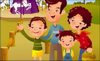 iClickart Cartoon Family illustrator vector material -8