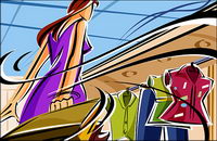 Hand-painted illustrations - Women shopping