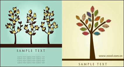Lovely flower tree vector material