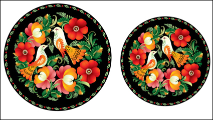 Colorful folk art painting vector - 02